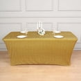 thumbnail image 4 of Efavormart 6ft Metallic Gold Glitter Rectangular Spandex Fitted Table Cover, Stretch Fit Tablecloth, 4 of 9