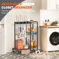 thumbnail image 7 of Olakee Broom Holder & Cleaning Supplies Organizer Cart Moveable, Narrow, Metal, Black, 7 of 7