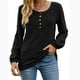 thumbnail image 4 of Suéter de cuello redondo para mujer, informal, liso, de invierno, de manga larga, con botones, de punto cepillado, holgado, para mujer, 4 of 7