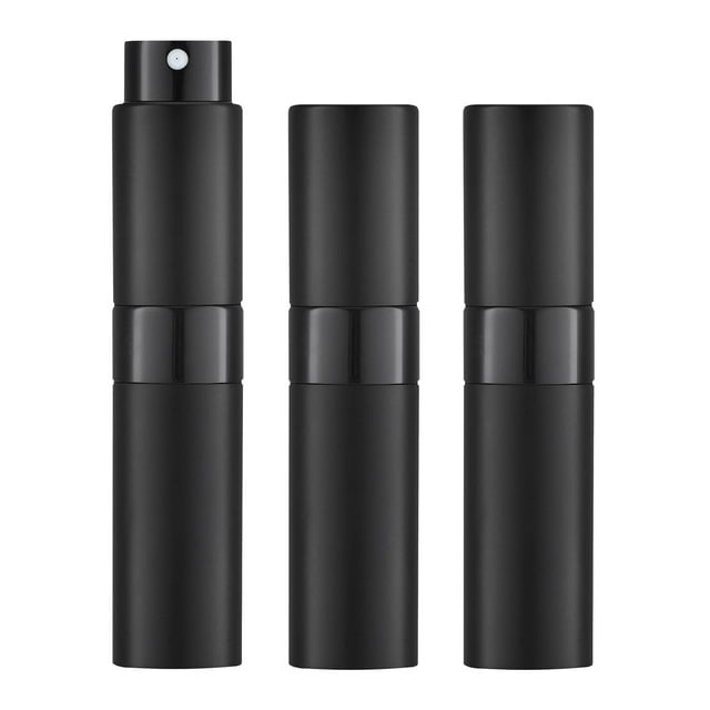 Botella de spray de perfume con atomizador de 8 ml para viajes (3 piezas) Dispensador de colonia vacío, pulverizador portátil (negro)