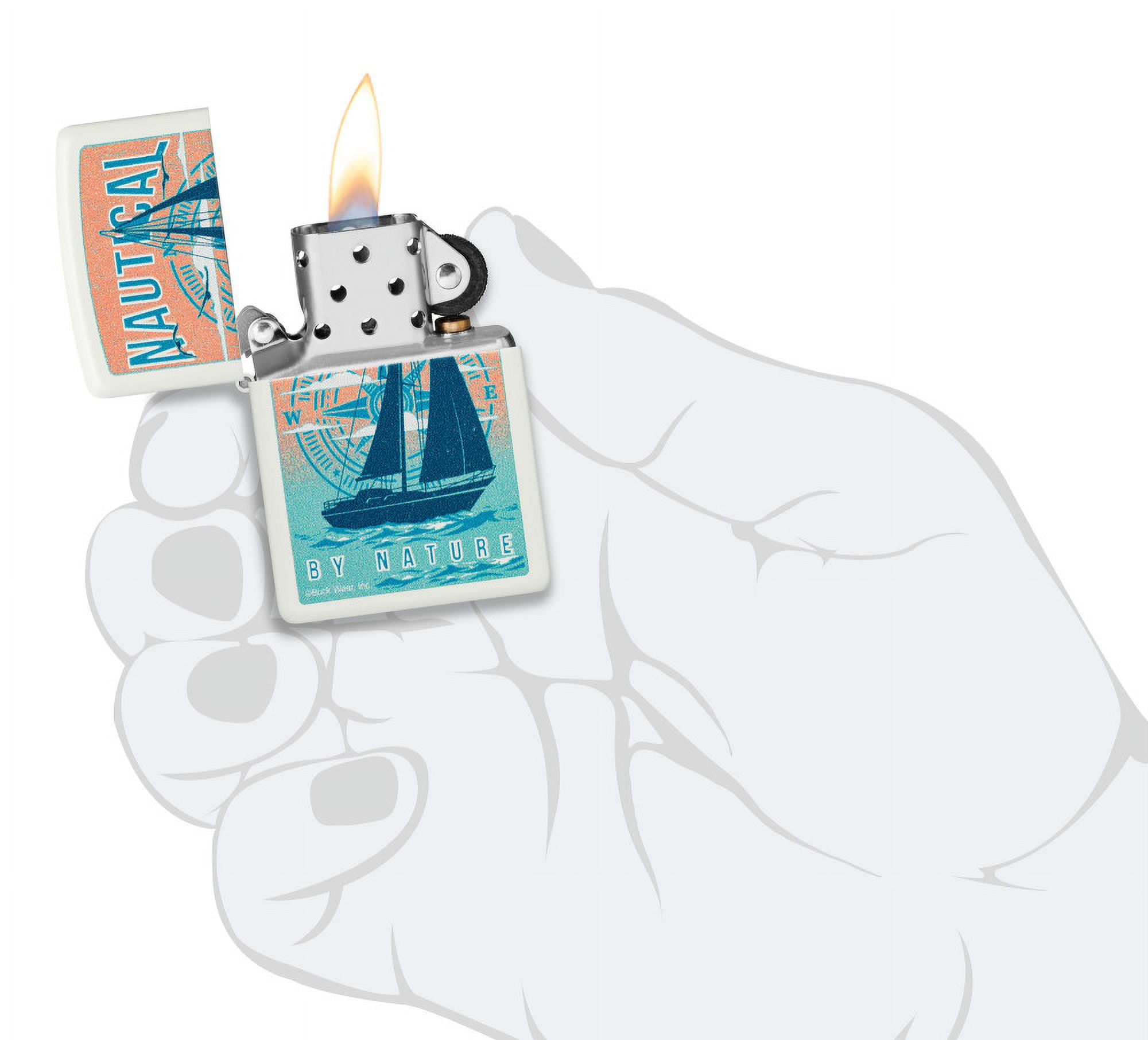 Zippo Buck Wear Nautical Design White Matte Pocket Lighter