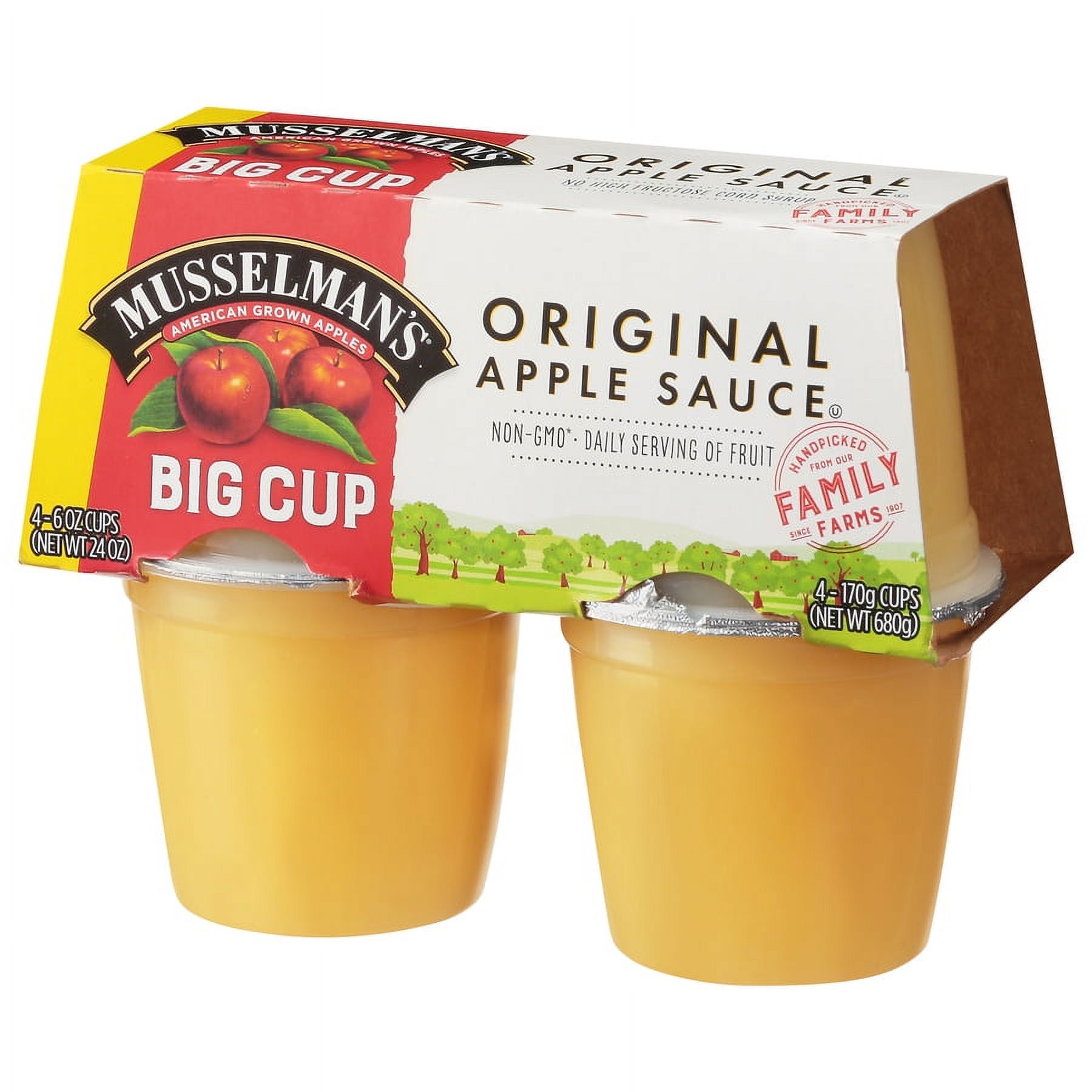 Musselman's Big Cup Original Applesauce 6oz 4 Count