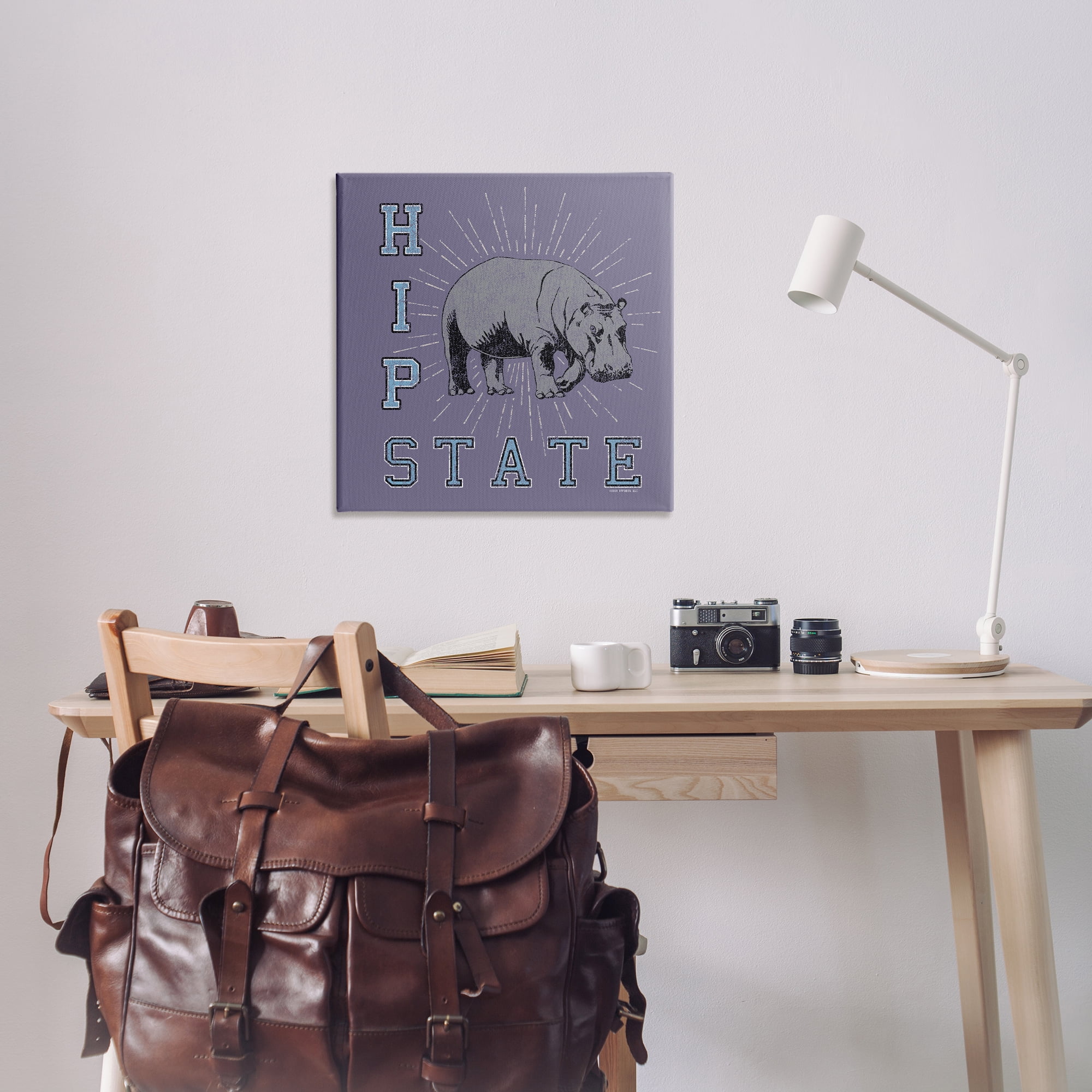 Stupell Industries Vintage Hippo State Novelty & Humor Painting Wrapped Canvas Art Print Wall Art, 30 x 30