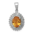 thumbnail image 6 of 925 Sterling Silver Rhodium Citrine and Diamond Oval Shaped Pendant, 6 of 6