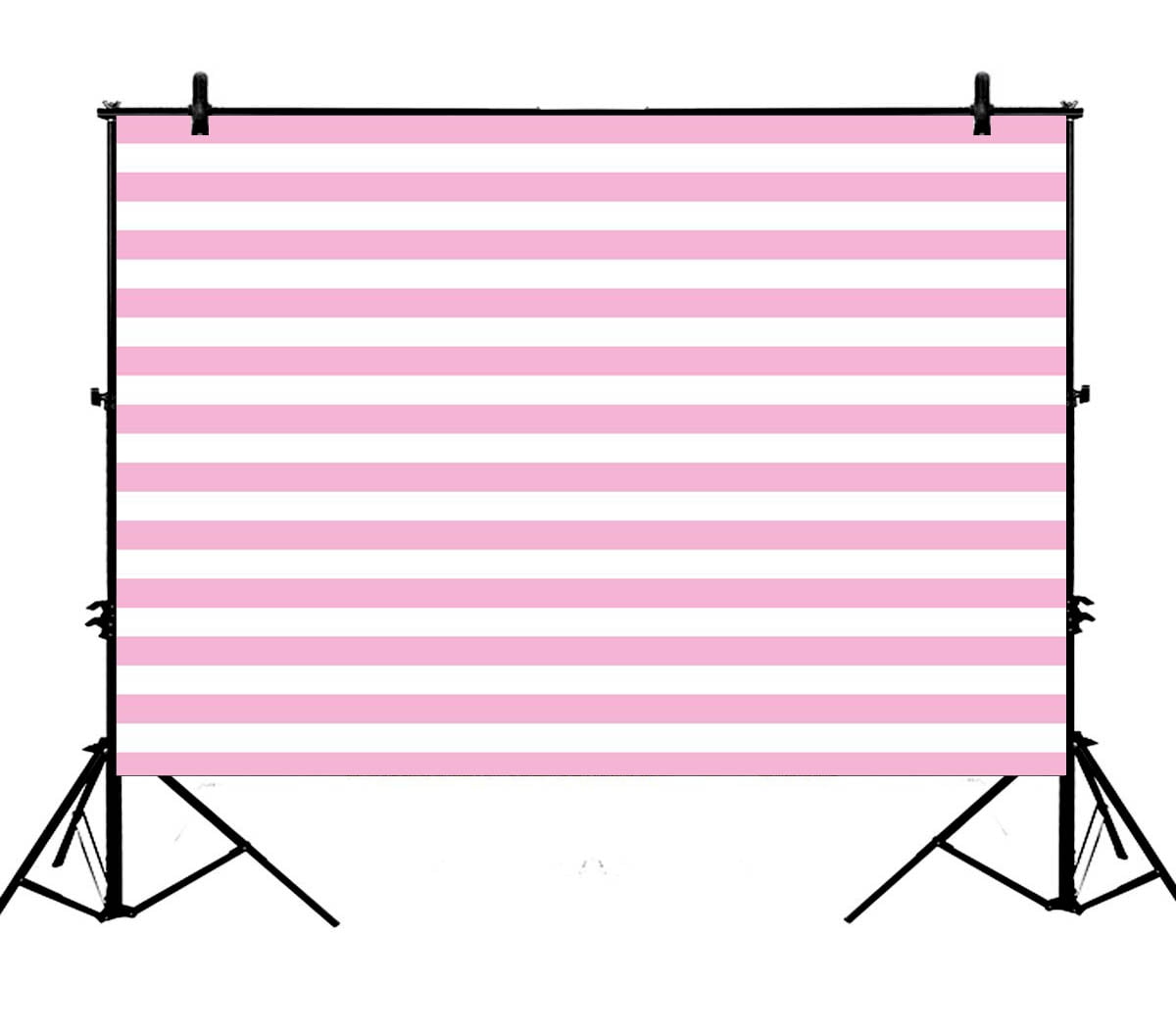 GCKG 7x5ft Birthday Decorations Pink and White Stripes Wedding Banner ...
