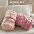 thumbnail image 3 of JERFIT Pink Faux Fur Throw Blanket, Ultra Soft Plush Ruched Decorative Bedroom Accent Blanket for Couch, Sofa, Bed, 3 of 10