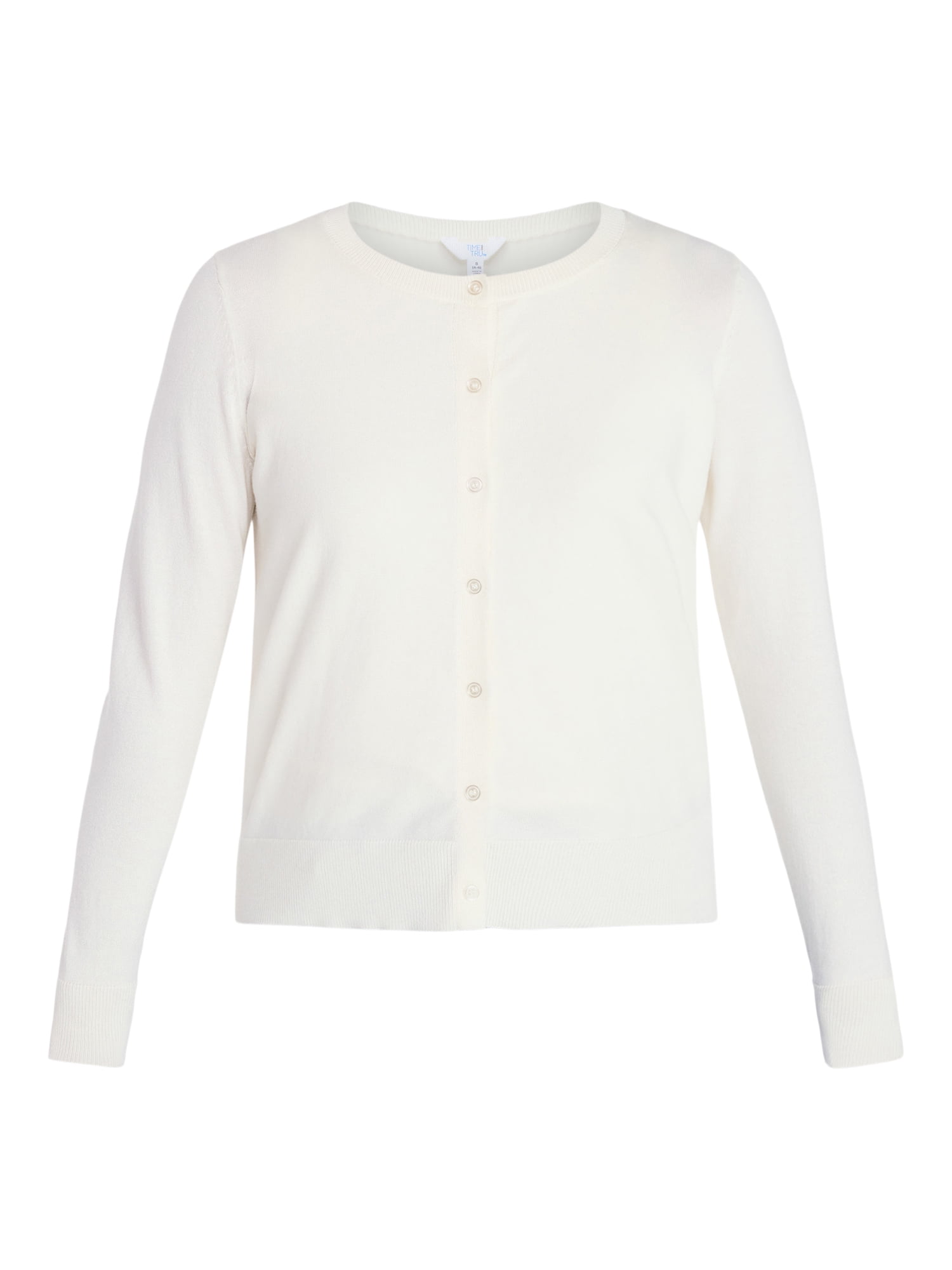 Time and Tru Women's Fine Gauge Cardigan Sweater with Long Sleeves, Lightweight, Sizes XS-XXXL