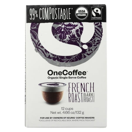 Onecoffee Coffee, French Roast Organic Single Serve Coffee Pods, 12 Ct, Pack of 6