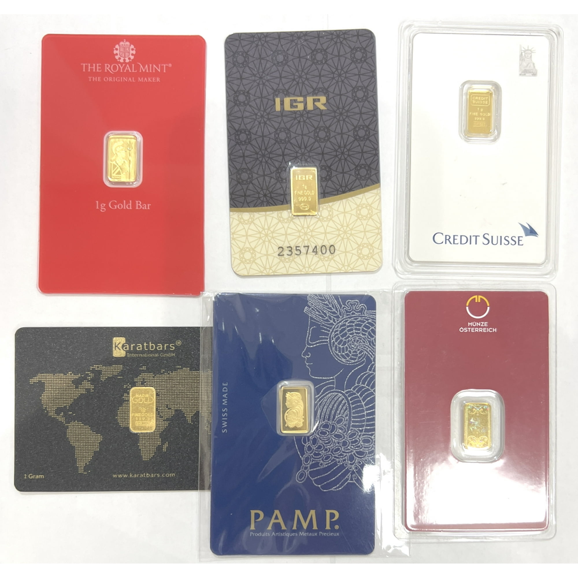 1 gram .9999 Fine Gold Bar - Brand Name With Assay Card - Our Choice of Mix Mints