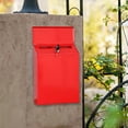 thumbnail image 5 of Iron Lockable Mailbox Hanging Comment Deposit Drop Box Key Envelopes Newspapers Magazines Secure Postbox Front Door Room Home Decor - Red, 5 of 6
