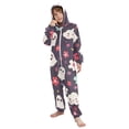 thumbnail image 5 of Ghost and Flowers Pattern One Piece Pajamas Soft Jumpsuit Cozy Sleep and Play Romper Zipper and Pockets 9-11Y, 5 of 8