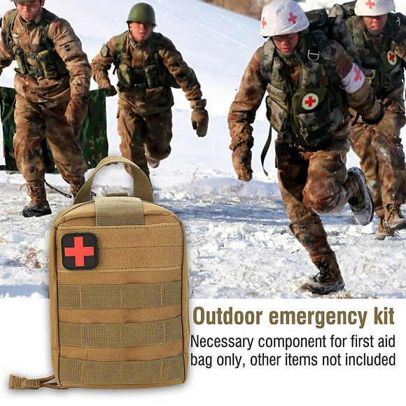 Outdoor Survival Military First Aid Kit, Climbing Emergency Medical Pouch (Khaki)