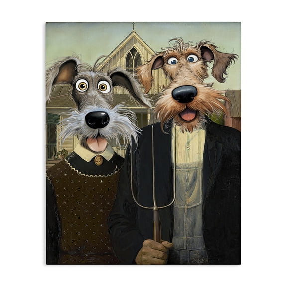 Stupell Industries American Gothic Pups Canvas Wall Art, design by Tina LeCour