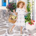 thumbnail image 4 of FORMRS Girls Short Sleeve Dress Summer Casual Round Neck A-line Beach Sundress, Sizes 2T-8T, Pink Mosaic Pattern, 4 of 8