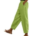 thumbnail image 2 of Green Womens Sweatpants Women's Pocket Cotton Linen Fashion Solid Color Pants Slim Casual Long Pants Sweatpants Womens Fashion, 2 of 5