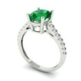 thumbnail image 2 of 2.21 ct Oval Cut Simulated Emerald Solitaire with Simulated Diamond Accents 18K White Gold Womens Engagement Ring, 2 of 5