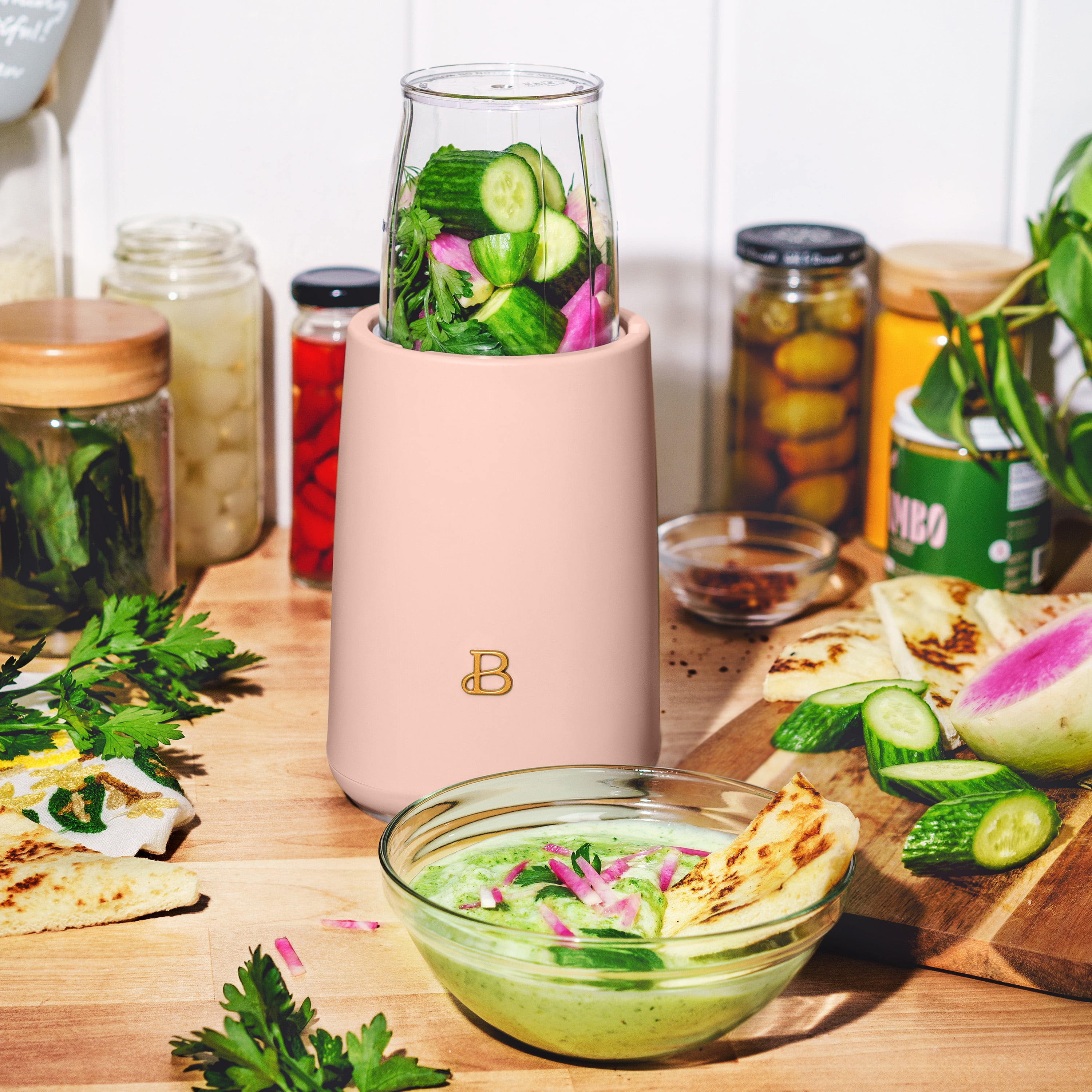 Beautiful Personal Blender Set with 12 Pieces, 240 W, Rose by Drew Barrymore