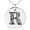 Silver, variant on Stainless Steel Letter R Initial Dotted Monogram Engraved Small Medallion Circle Charm Pendant Necklace