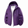 thumbnail image 4 of QUNYINEY Hooded Womens Winter Jacket Zip Up Windbreaker Purple with Pockets Outerwear Outdoor Long Sleeve Waterproof Loose Fit Womens Winter Coat, 4 of 4