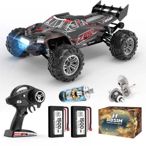 Hosim 1:10 RC Cas for Adults and Kids, High Speed Large RC Truck 48 KMH, 4X4 Off-Road All Terrains Waterproof Remote Control Car, Hobby Grade Fast Racing Toy Gift Monster Trucks