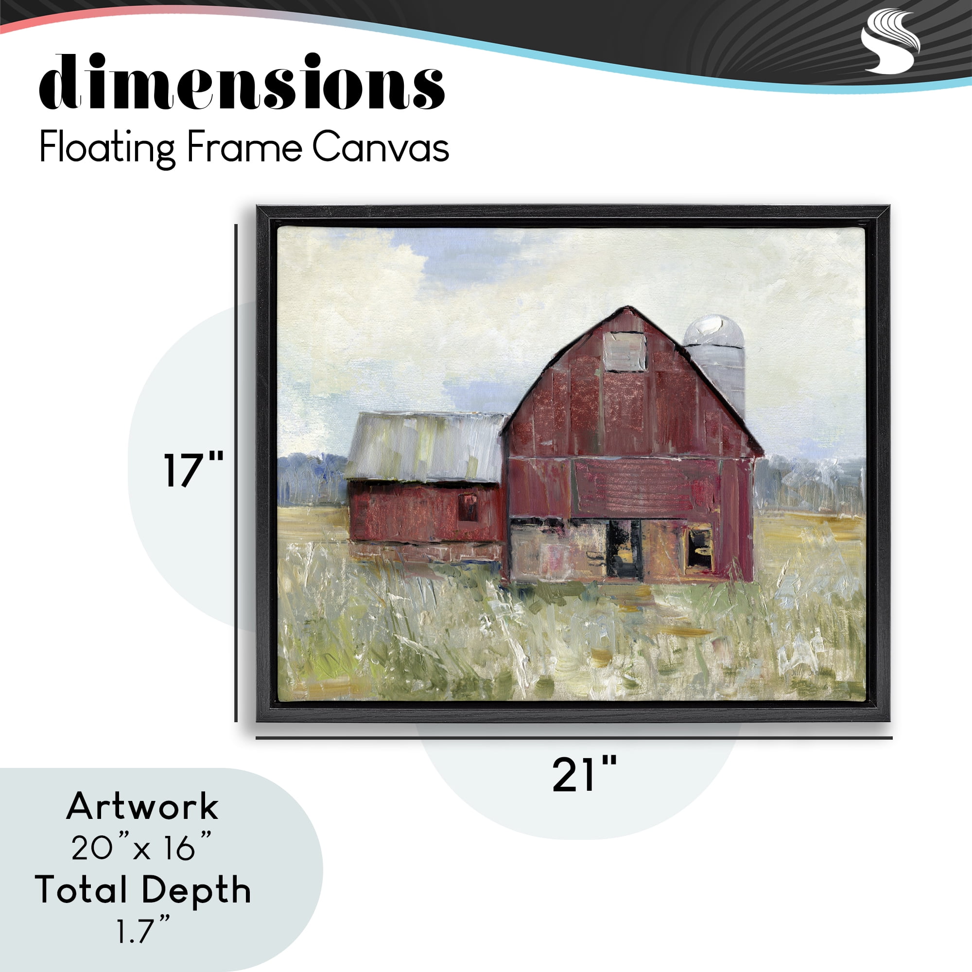 Stupell Industries Red Rugged Barn Black Framed Floater Canvas Wall Art, design by Sally Swatland