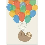Looking Up Friendship Card, Single Large 5" by 7" Thinking of You Greeting Card, Sentiment Inside, Sloth