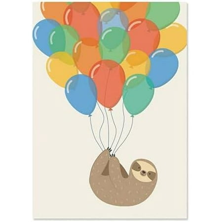 Looking Up Friendship Card, Single Large 5" by 7" Thinking of You Greeting Card, Sentiment Inside, Sloth