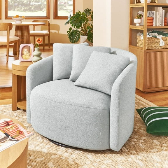 Beautiful Drew Accent Chair by Drew Barrymore, Cornflower Blue Boucle