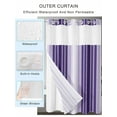 thumbnail image 2 of No Hook Cloth Fabric Shower Curtain with Snap in Liner, Purple Ombre Stripe Waterproof Shower Curtains Set with See Through Top Window, Farmhouse Simple Striped Bath Curtains Shower 72"x84", 2 of 6