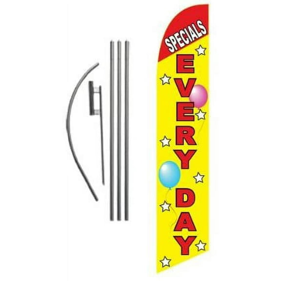 SPECIALS EVERYDAY 15ft Feather Banner Swooper Flag Kit - INCLUDES 15FT POLE KIT w/GROUND SPIKE