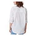 thumbnail image 2 of GLORIA VANDERBILT Womens White Printed Roll-tab Sleeve Collared Button Up Top L, 2 of 4