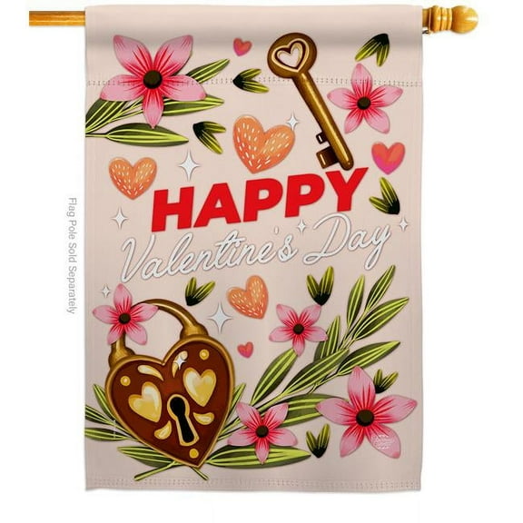 Ornament Collection 28 x 40 in. Heart & Luck House Flag with Spring Valentines Double-Sided Decorative Vertical Decoration Banner Garden Yard Gift