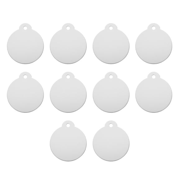 Round Laser Engraving Blanks Tags, Stamping Blank Tag Dog ID Tag, Silver Tone Blank Tag for Pet, Craft Tag, 10pcs