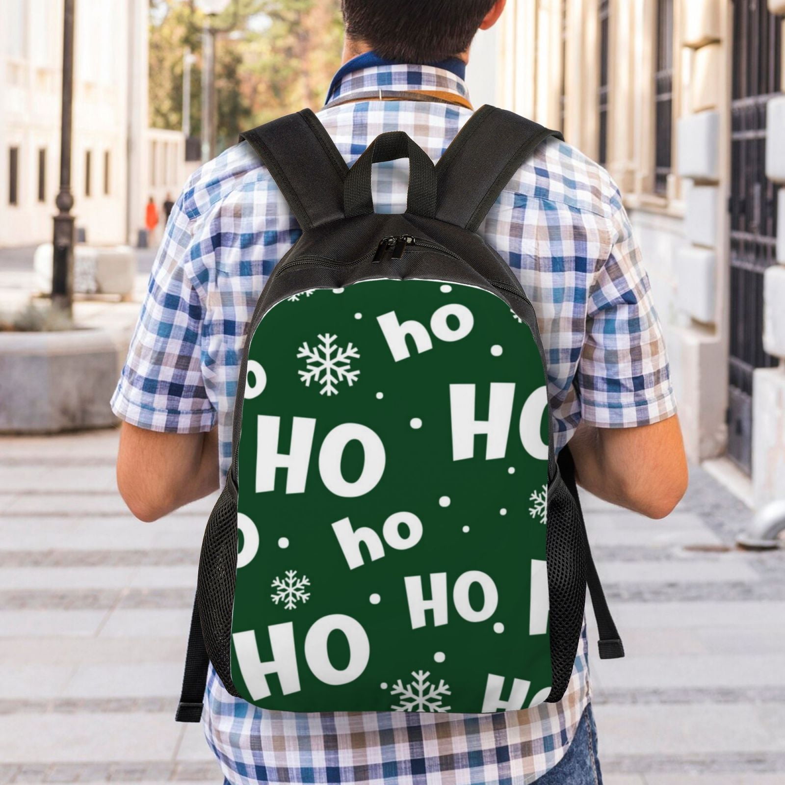 Xecao Ho Ho Ho A Print School Backpack with Laptop Compartment Small Travel Laptop Backpack for Women Men Waterproof College Backpack Simple School Bag