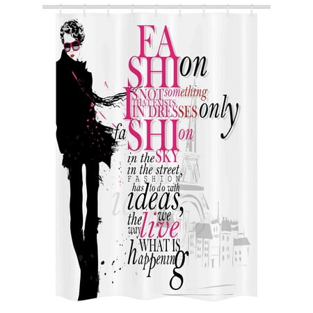 Eiffel Tower Stall Shower Curtain Woman Figure In Paris In Autumn