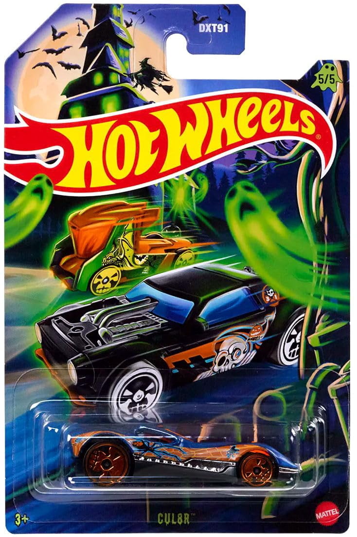Hot Wheels Halloween Spooky Series Die-Cast Cars, Set of 5, Hollowback, Diesel Duty, Haul-O-Gram, Night Shifter, Culor DXT91-979H