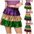 thumbnail image 2 of vigerkar Mardi Gras Skirt Sparkly Carnival Costume Skirts Festival Party Dance Skirts for Women (Green, L), 2 of 9