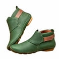 thumbnail image 3 of HWRETIE Autumn Winter Women's Ankle Boots Round Toe Low Wedge Heel Boots Casual Shoes Green 6(37), 3 of 4