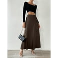 thumbnail image 2 of MORTTIC Women's Elegant Summer Midi Satin Skirt High-Waisted A-Line Flowing Ruffle Skirt, 2 of 5