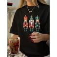 thumbnail image 1 of Camiseta de verano para mujer Manga Corta 1pc Vintage Nutcracker Print T-Shirt for Women, 100% Polyester Crew Neck Short Sleeve Tee, Geometric Pattern Knit Fabric Top, Casual Summer FashionFather's, 1 of 6
