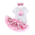 thumbnail image 3 of Rhuody Tenue Fille Manches Courtes Col Rond Adorable Robe de Fête pour Bébé Barboteuse avec Jupe Tutu pour Célébration d'Anniversaire et Photos de Vacances Vêtements Mode 3-6 Mois Blanc1, 3 of 5
