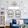 thumbnail image 2 of Farmhouse Wreath Kitchen Curtains Sets for Windows 36 Inch Length, Sweet Home Rustic Plants Texture Grey Wood Rod Pocket Window Treatments Tier Curtains and Valances Set for Bedroom/Bathroom, 2 of 8