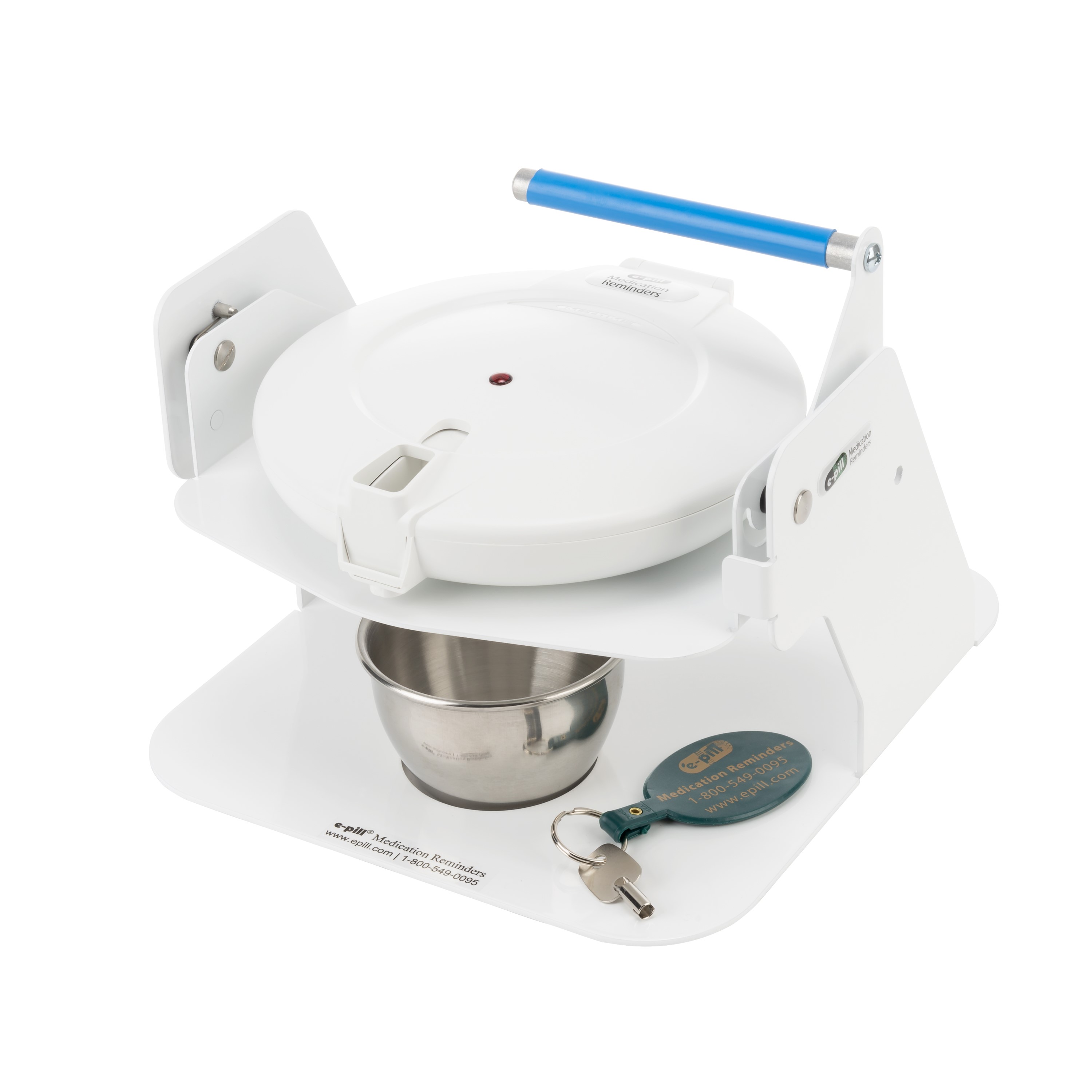 epill Station Locked Automatic Pill Dispenser with Tipper Base White Lid