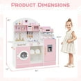 thumbnail image 3 of Honeyjoy Kids Kitchen Set Wooden Kitchen Playset with Clock, Microwave, Sink, Dish Rack Pink, 3 of 10
