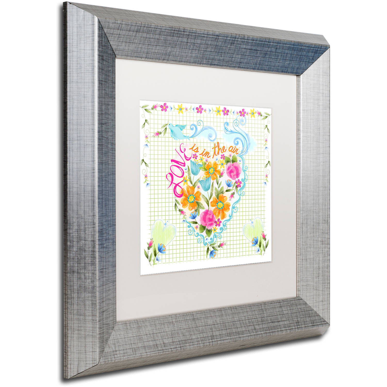 Trademark Fine Art "Love Heart" Canvas Art by Lisa Powell Braun, White Matte, Silver Frame