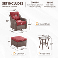 thumbnail image 2 of Planntonneo 5 Piece Wicker Patio Furniture Set with 2 Swivel Rocker Glider Chairs, 2 Ottomans and Side Table, 6" Thick Red Cushion, 2 of 11