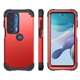 thumbnail image 2 of For Motorola Moto Edge 2021, Slim Dual Layer 3 in 1 Heavy Duty Protection Hybrid Hard PC Soft Silicone Rugged Bumper Anti Slip Full-Body Protective Cases For Motorola Moto Edge 2021, Red, 2 of 7