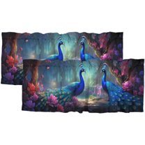 Peacock Curtain Valances Teal Animal Rustic Flower Vintage Elegant Asian Wildlife Bird Window Treatment for Living Room Bedroom Bathroom 54 by 18 in, 2 Panel