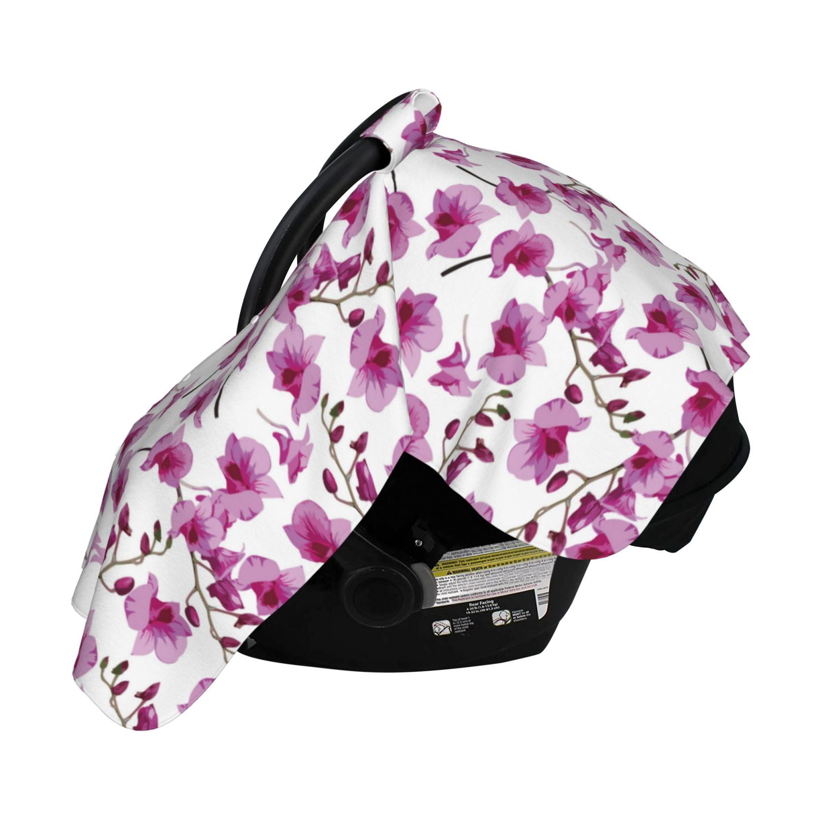 Naloa Orchids Flowers Baby Car Seat Cover, Breathable Baby Carrier Cover, Multiuse Baby Carrier Cover & Nursing Breastfeeding Cover