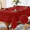 thumbnail image 3 of Romanstile Mantel rectangular de jacquard navideño – Manteles decorativos con estampado floral de damasco impermeables, manteles de tela pesados para cenas/fiestas/vacaciones, 52.0 x 70.1 in, color ro, 3 of 4